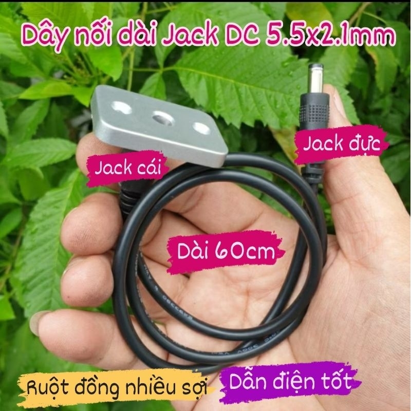 set 10 dây nối dài jack DC 5.5 x 2.1mm, ruột đồng to 20awg, dài 600mm