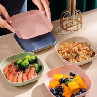 [ComBo] 8 Bát Đĩa Lúa Mạch Vuông Màu PASTAL Siêu Xinh . CAA!