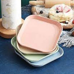 [ComBo] 8 Bát Đĩa Lúa Mạch Vuông Màu PASTAL Siêu Xinh . CAA!