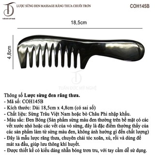 Lược Sừng HAHANCO [COH145] Răng Thưa Massage Đầu (Size: XL - 19cm)