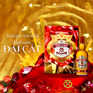 Hộp Rượu Quà Tết 2025 Whisky Chivas Regal 12 YO Nồng Độ Alc 40% 700ml Kèm Hộp và Túi Giấy