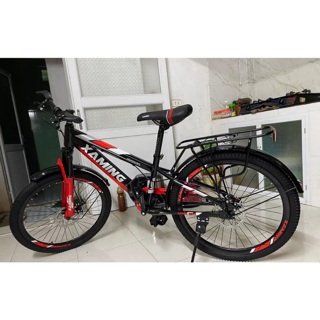 Xe đạp thể thao giá rẻ cỡ 18/20/22/24/26 inch có giảm sóc trước, phanh đĩa trước sau tặng kèm gácbaga sau