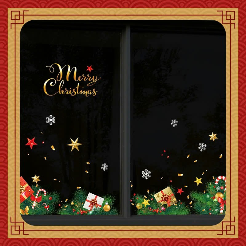 Decal dán trang trí tết giáng sinh, tranh noel mẫu hộp quà