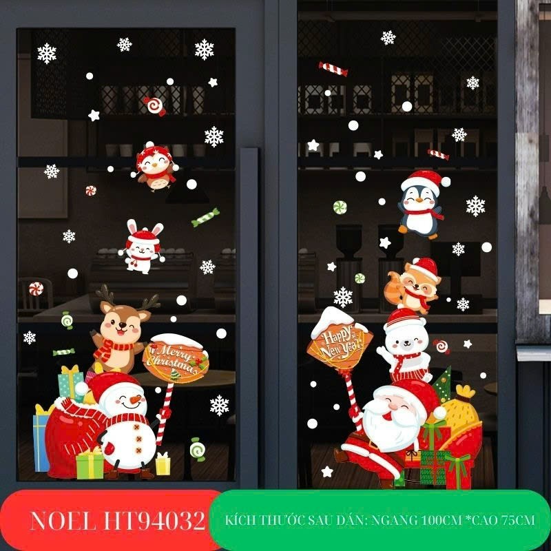 Decal dán trang trí tết giáng sinh, tranh noel dán cửa kính mẫu tĩnh điện 94032