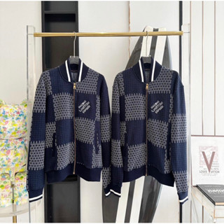 [Hight Quality] - Áo Khoác - Áo Jacket LuonVuiTuoi Damier Quilted Xanh Xám Logo Thêu- Chuẩn Hàng QC Loại 1