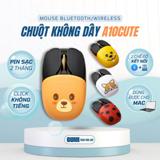  Chuột Bluetooth Không Dây A10Chibi GumiTech - Pin Có Thể Sạc Lại Click Không Tiếng In Lazer Cute 