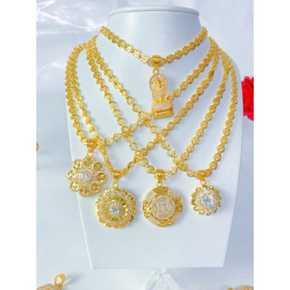  Set Dây Chuyền Nữ Kèm Bông Tai Trọn Bộ Dây Dẹt Hoa Thị To Kèm Mặt Hoa Mai Đính Đá Sang Trọng - trangsucnhatam 