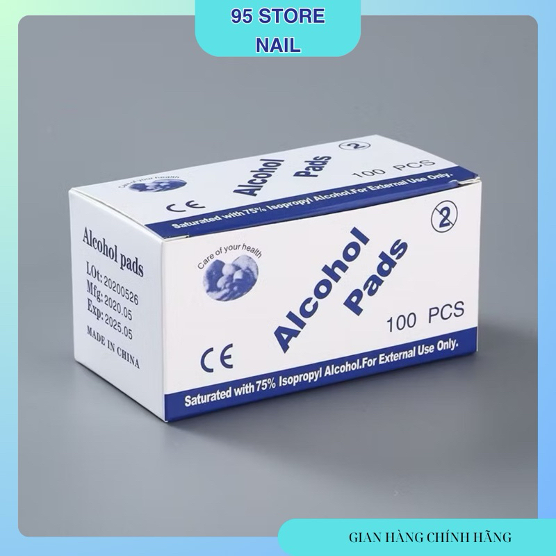 Bông tẩm cồn nail - hộp 100 miếng giấy tẩm cồn lau nail , vệ sinh móng.nailgiare95