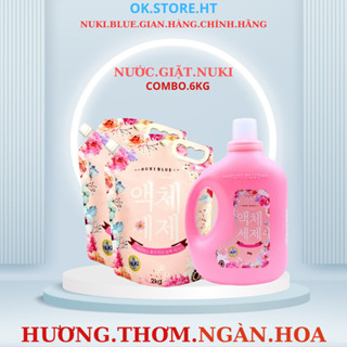 Combo 2 Túi 1 Can Nước Giặt Xả Hương Ngàn Hoa Nuki Blue 6kg Lưu Hương Đậm Sâu.TẶNG một bàn trải đánh răng...
