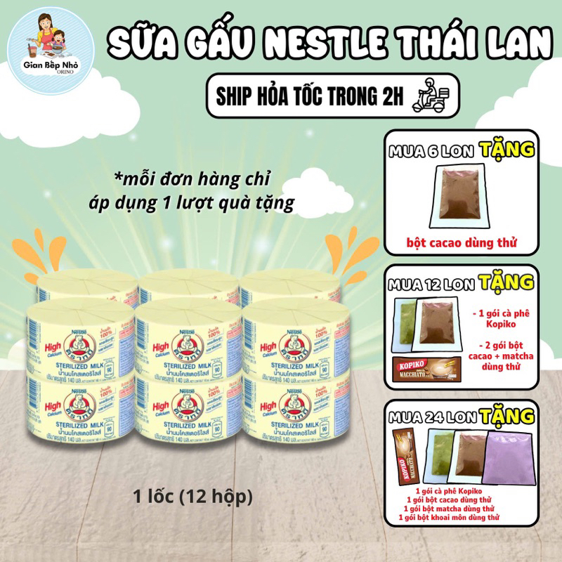 (CHÍNH HÃNG) Sữa Gấu Thái Lan Nestle Thái Lan Hỗ Trợ Tăng Chiều Cao Tăng Cân 140ML - Combo 12 hộp