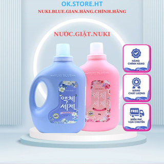  Can Nước Giặt Hàn Quốc Chính Hãng Nuki Blue 2kg Hương Thơm Dịu Nhẹ,Mềm Vải Không Gây Kích Ứng An Toàn Với Làn Da 