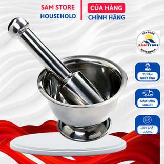  Bộ chày cối giã cua bằng gang - gỗ - inox 