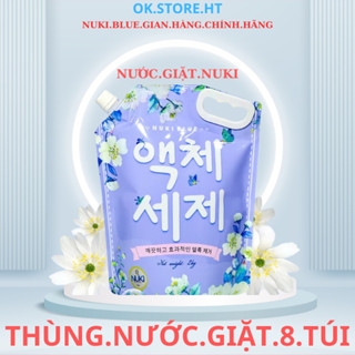 [Thùng] 8 Túi Nước Giặt Xả Hàn Quốc Nuki Blue 2kg Lưu Hương Đậm Sâu, Làm Mềm Vải Giữ Màu Quần Áo và Không Gây Kích ỨngDA