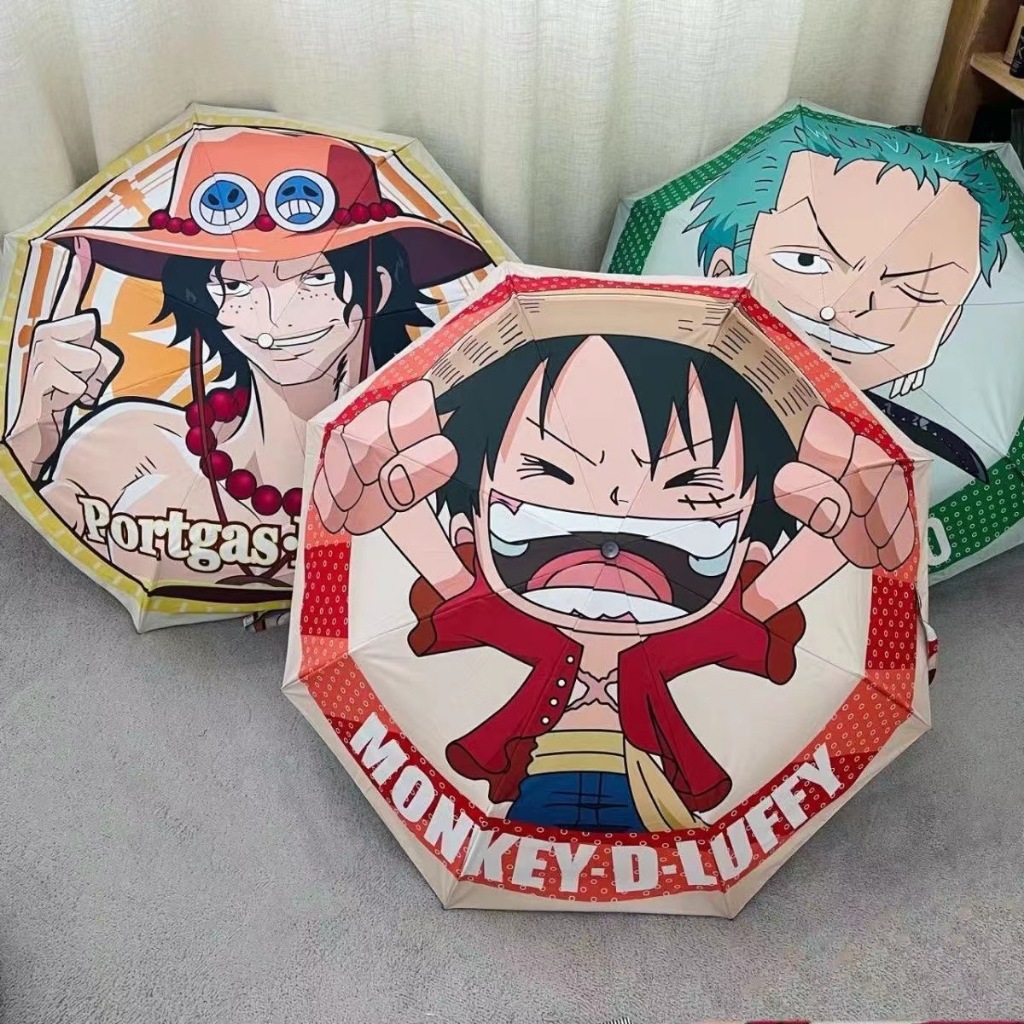 Dù Ô Che Nắng Đi Mưa Gấp Tự Động In Họa Tiết Hoạt Hình One Piece Đảo Hải Tặc Siêu Ngầu
