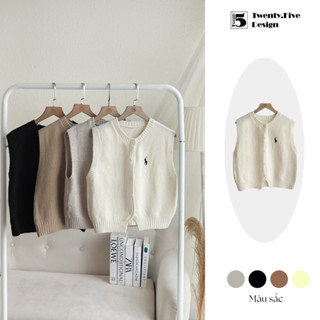 Áo gile sát nách bốn màu cho nữ chất len mềm mại thêu hình trước ngực Twenty.Five 6371