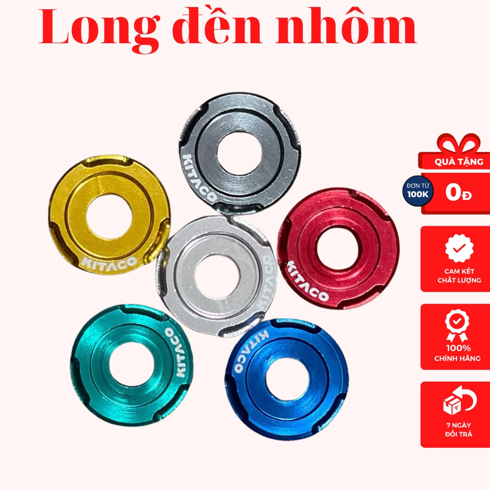 Lông đền nhôm chêm ốc Kitaco mọi vị trí 6li 8li 10li 12li đủ màu xanh đỏ bạc vàng gắn nhiều dòng xe