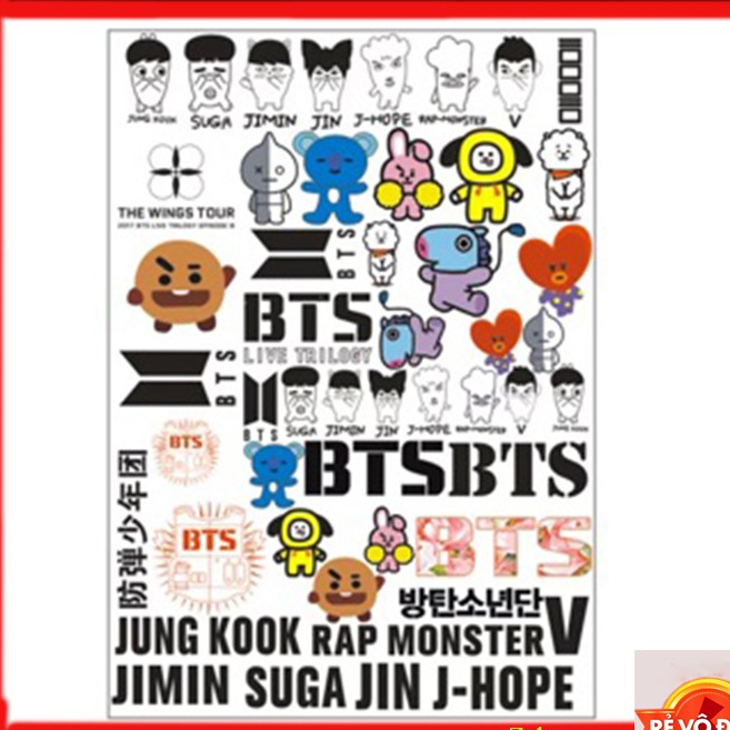 Hình xăm tatoo BTS khổ A4