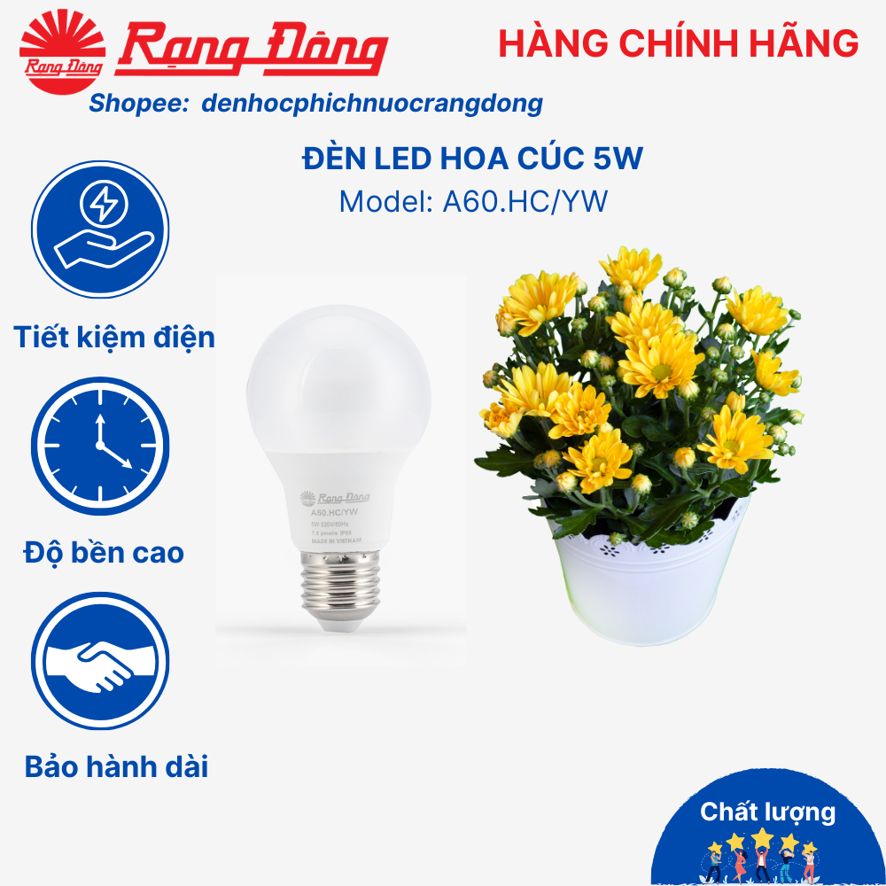 Đèn led trồng hoa cúc 6W Model: A60.HC/6w