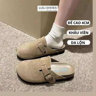 [CÓ SẴN] Dép bít mũi Briken LOẠI 1 đế cao 4cm nam nữ da đế mềm mũi tròn đơn giản D026