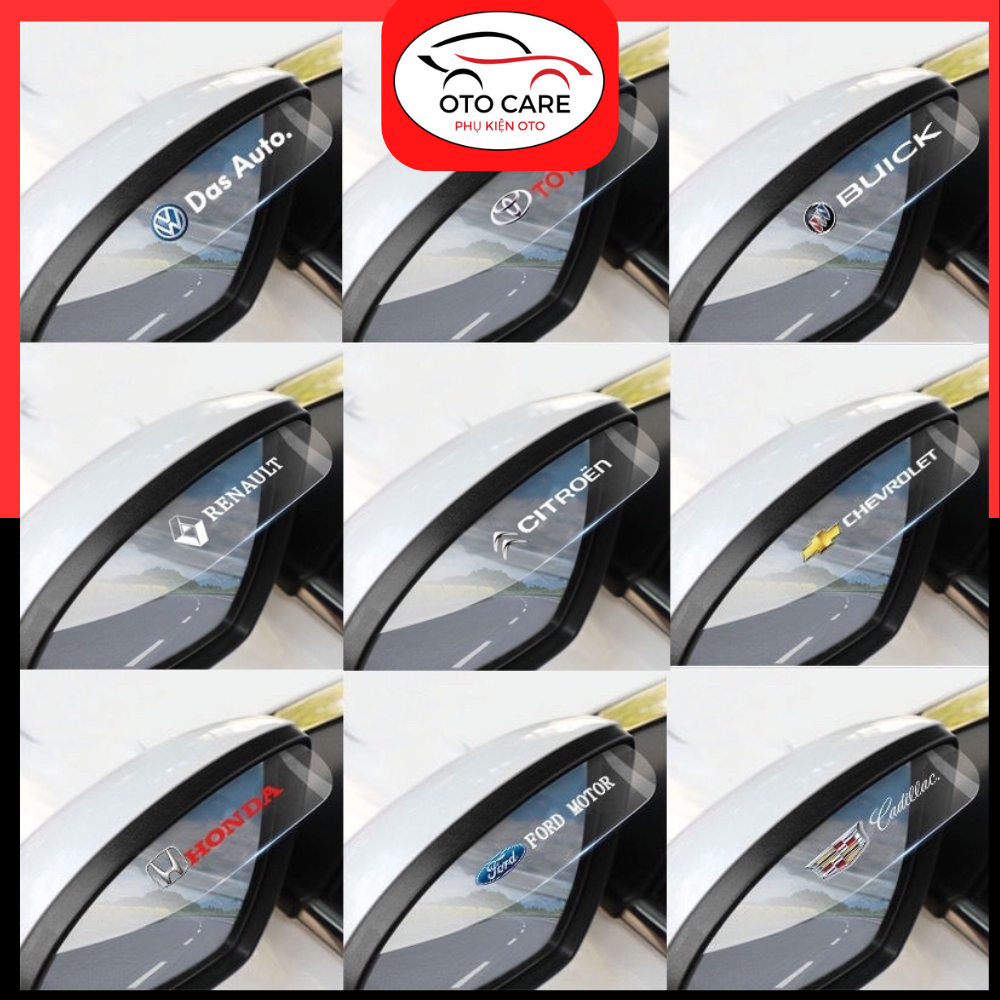 Bộ 2 Miếng Vè Che Mưa Gương Chiếu Hậu Đủ Logo Hãng Xe, Hiệu Quả Chống Nước (Kèm Băng Keo) OTCVN