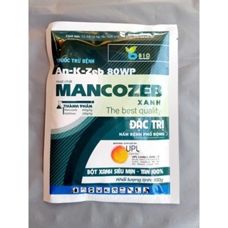 Chế phẩm xử lý bệnh Mancozeb Man xanh 100GR phòng ngừa Đốm vàng lá, thán thư, sương mai, mốc sương