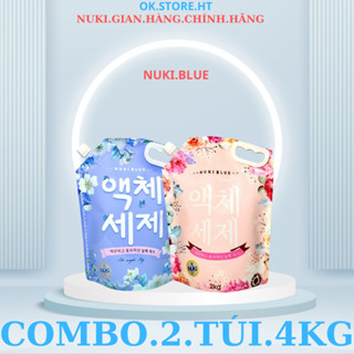 Combo 2 Túi Nước Giặt Hàn Quốc Chính Hãng nuki 2kg tặng một chiếc bàn trải đánh răng
