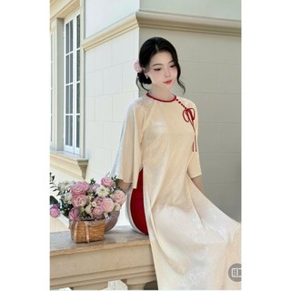 Áo dài cách tân gấm suông màu da trẻ trung - Áo Dài Đan Linh