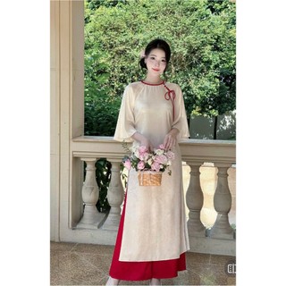Áo dài cách tân gấm suông màu da trẻ trung - Áo Dài Đan Linh