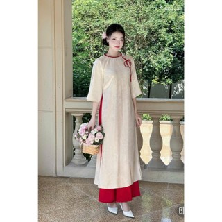 Áo dài cách tân gấm suông màu da trẻ trung - Áo Dài Đan Linh