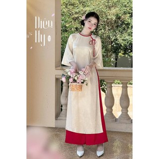 Áo dài cách tân gấm suông màu da trẻ trung - Áo Dài Đan Linh