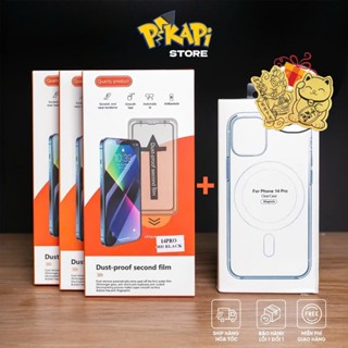 Combo Siêu Sốc - Kính cường lực iPhone Khung tự dán & Tự lấy bụi, Tặng ốp lưng Từ Tính, Dán rồng
