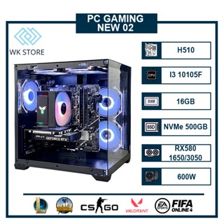 Thùng PC Gaming NEW-02 Core I3 10105F, Ram 16GB, VGA RX 580/ GTX 1650 / RTX 3050 Mới (BH 36T)