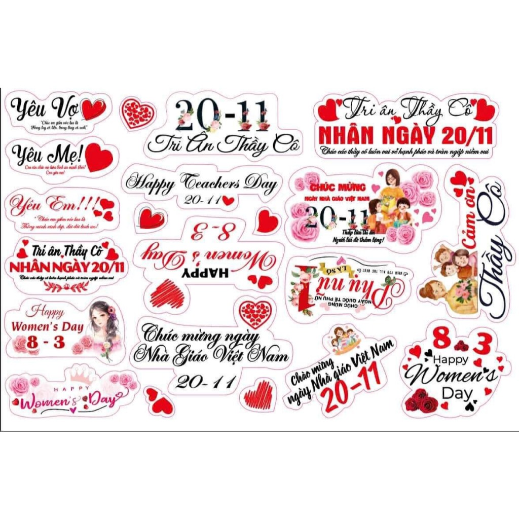 SET 20-50 Cái Banner, Cô Gái, Toper, Thiệp cài ĐỦ CÁC DỊP LỄ TRONG NĂM, dùng để trang trí bó hoa, hộp quà, bánh kem