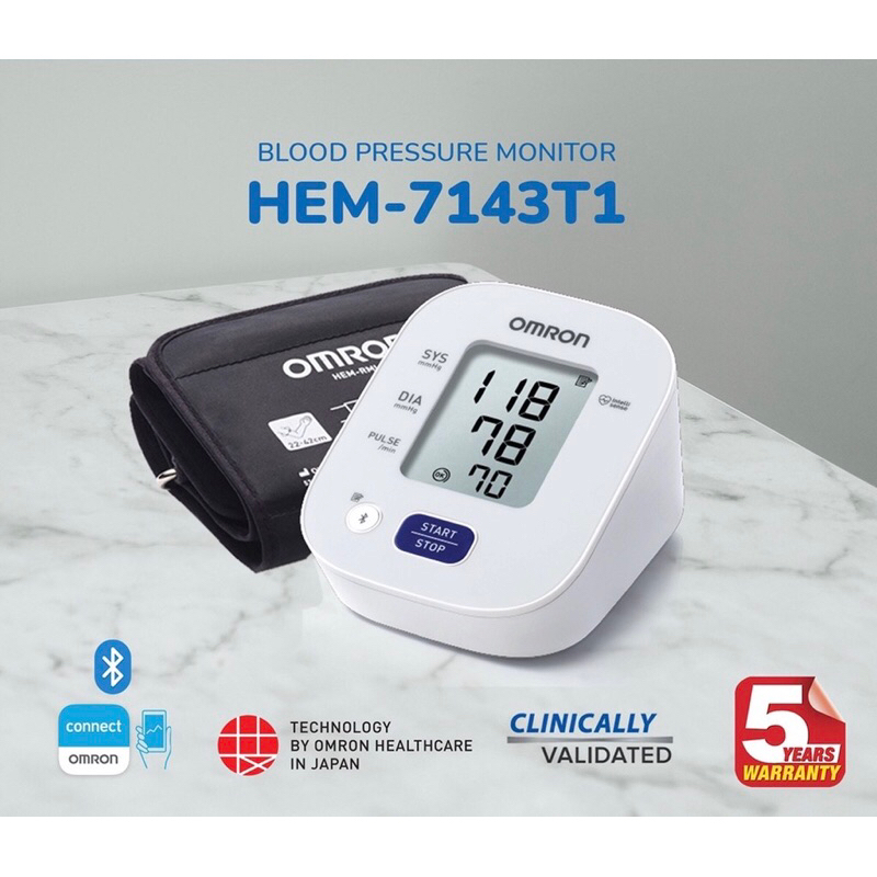 Máy đo huyết áp bắp tay tự động Bluetooth Omron HEM-7143T1