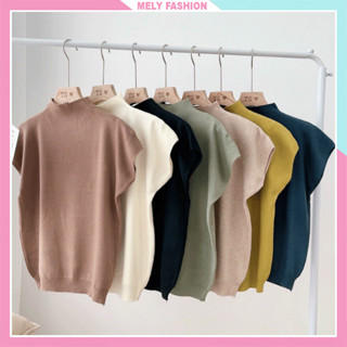Áo len nữ tay hến Mely Fashion dáng rộng ngắn tay cổ lọ 3 phân mềm mịn bo chun eo nhiều màu phong cách Hàn Quốc AL10