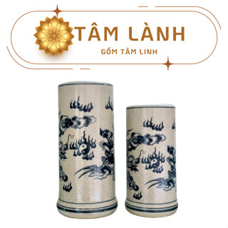 Ống Cắm Hương, Ống Đựng Nhang men rạn Bát Tràng cao cấp Tâm Lành