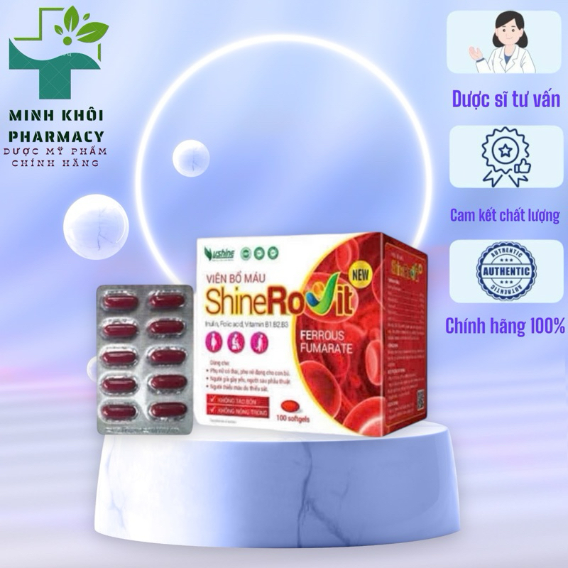 Viên uống bổ máu SHINE ROVIT- Bổ sung sắt cho cơ thể hộp 100 viên-MKPMC