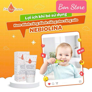   Tặng bàn chải  Kem đánh răng hữu cơ nebiolina làm sạch răng và nướu cho bé 50ml - Nhập khẩu Ý 