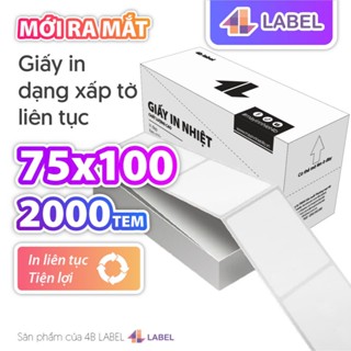 Giấy in nhiệt A7 dạng xấp 2000 tờ liên tục, siêu tiết kiệm, giấy dày loại 1, in đơn hàng, có keo lột dán, tem in