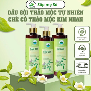 Dầu gội thảo mộc tự nhiên chè cỏ Thảo Mộc Kim Nhan, Dầu gội dưỡng sinh cho da đầu nhạy cảm (Chai 500ml)