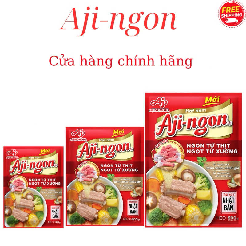 Hạt Nêm Aji-ngon Vị Heo 170g / 400g / 900g – Hạt Nêm Thịt Heo Aji-ngon Date Mới Chính Hãng
