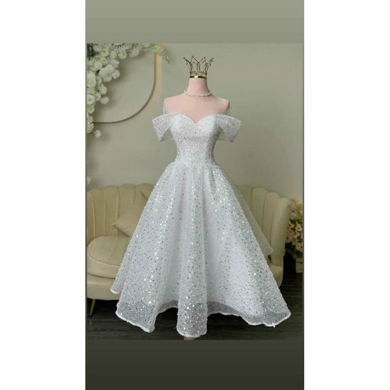 Đầm dự tiệc liLystore dáng xoè kim sa hạt óng ánh ( CÓ LƯỚI Ở CỔ NGỰC ) full size S/M/L/XL  Có nhận may theo số đo