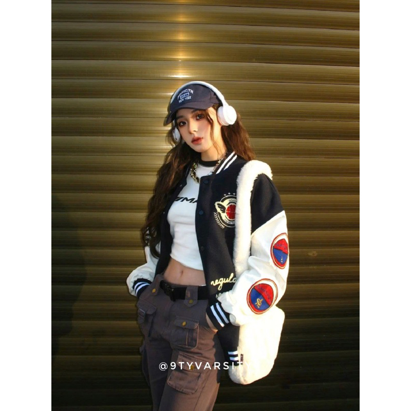 Áo Khoác Bomber Varsity Jacket Achock BASEBALL Bóng Chày Unisex NỉDạ TayDa Logo Thêu 2Lớp 9tyvarsity