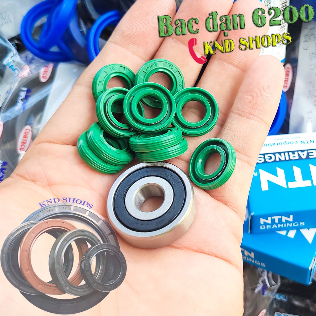 [10 cái] Vòng bị bạc đạn (Bearing) NTN 6200 2RS | Bạc đạn 2 mặt bích nhựa chuyên cho máy phun sương 