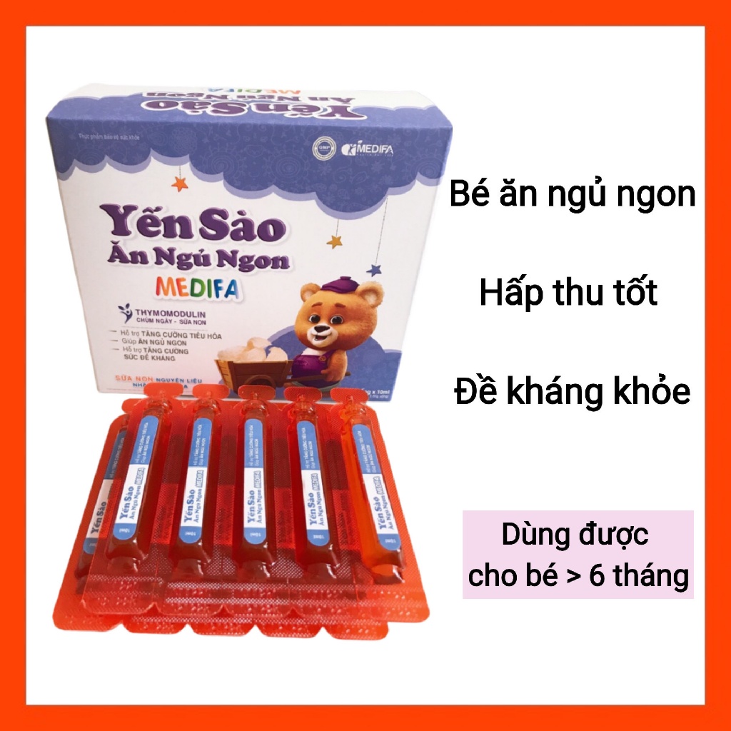 Yến Sào Ăn Ngủ Ngon Medifa - Bé Ăn Thun Thút Hộp 20 ống x 10ml