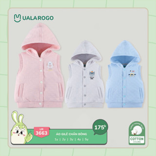  Áo khoác gile chần bông kèm mũ cho bé Uala rogo 1-5 tuổi vải Cotton ấm áp thông thoáng mềm mại 3663 ualarogo sơ sinh 