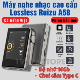 Bản 2025 Máy nghe nhạc cao cấp Ruizu A58 Lossless - Bluetooth 5.2 - Bộ nhớ 16Gb - Điều chỉnh EQ - Cảm ứng - Đọc Ebook