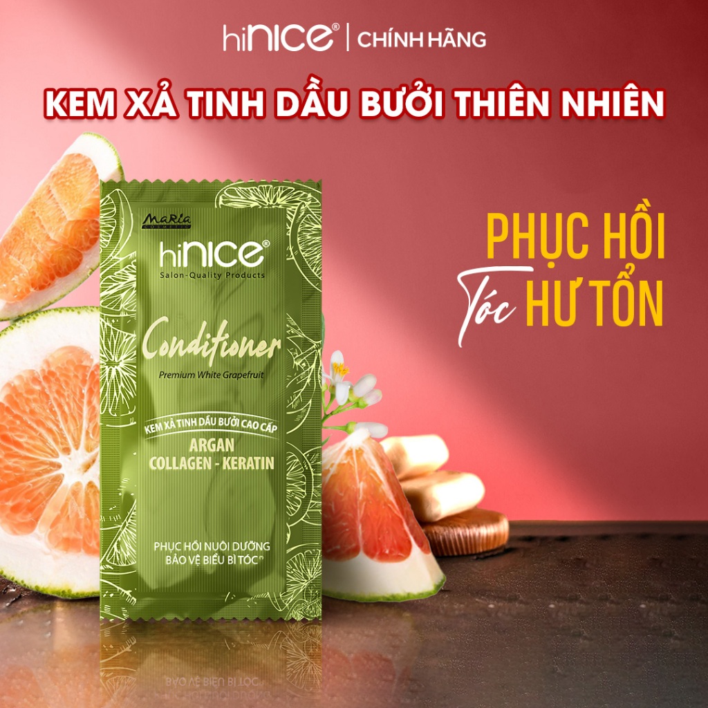Gói Kem Xả Tinh Dầu Bưởi Thiên Nhiên hiNICE Grapefruit Conditioner Giúp Tóc Suôn Mượt Giảm Gãy Rụng