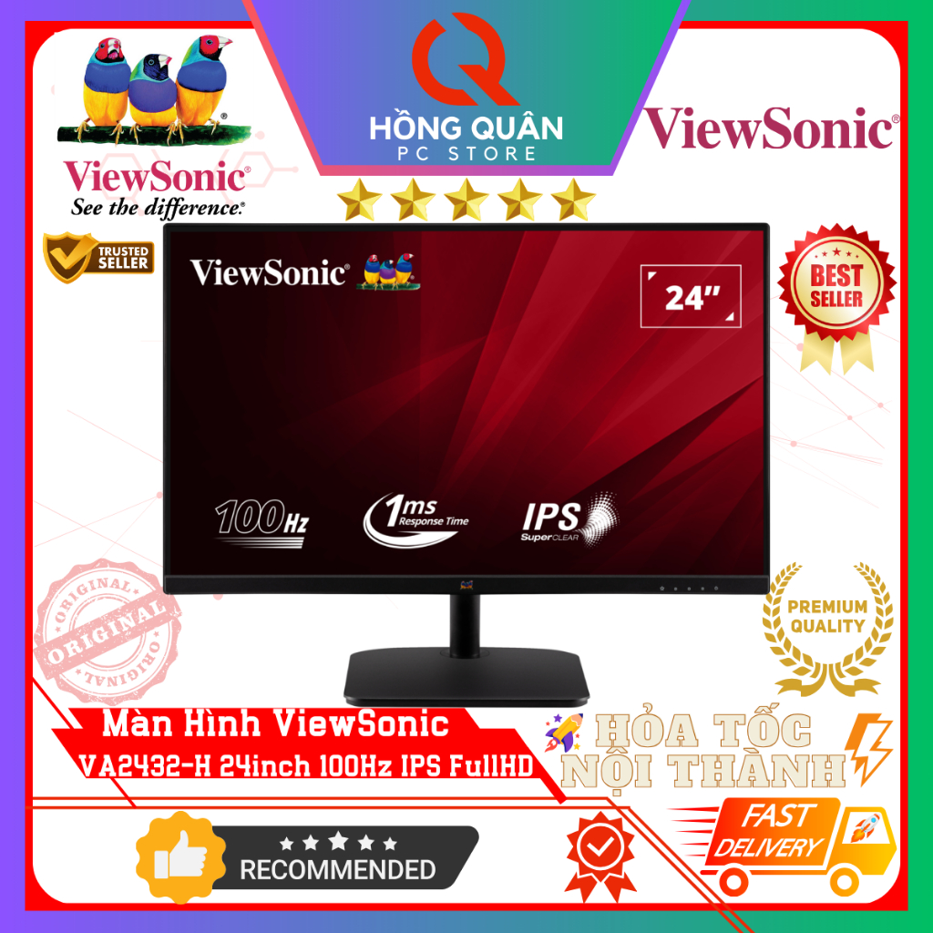 Màn Hình ViewSonic VA2432-H 24inch 100Hz IPS 1ms FullHD New - Hàng Chính Hãng Bảo Hành 3 Năm