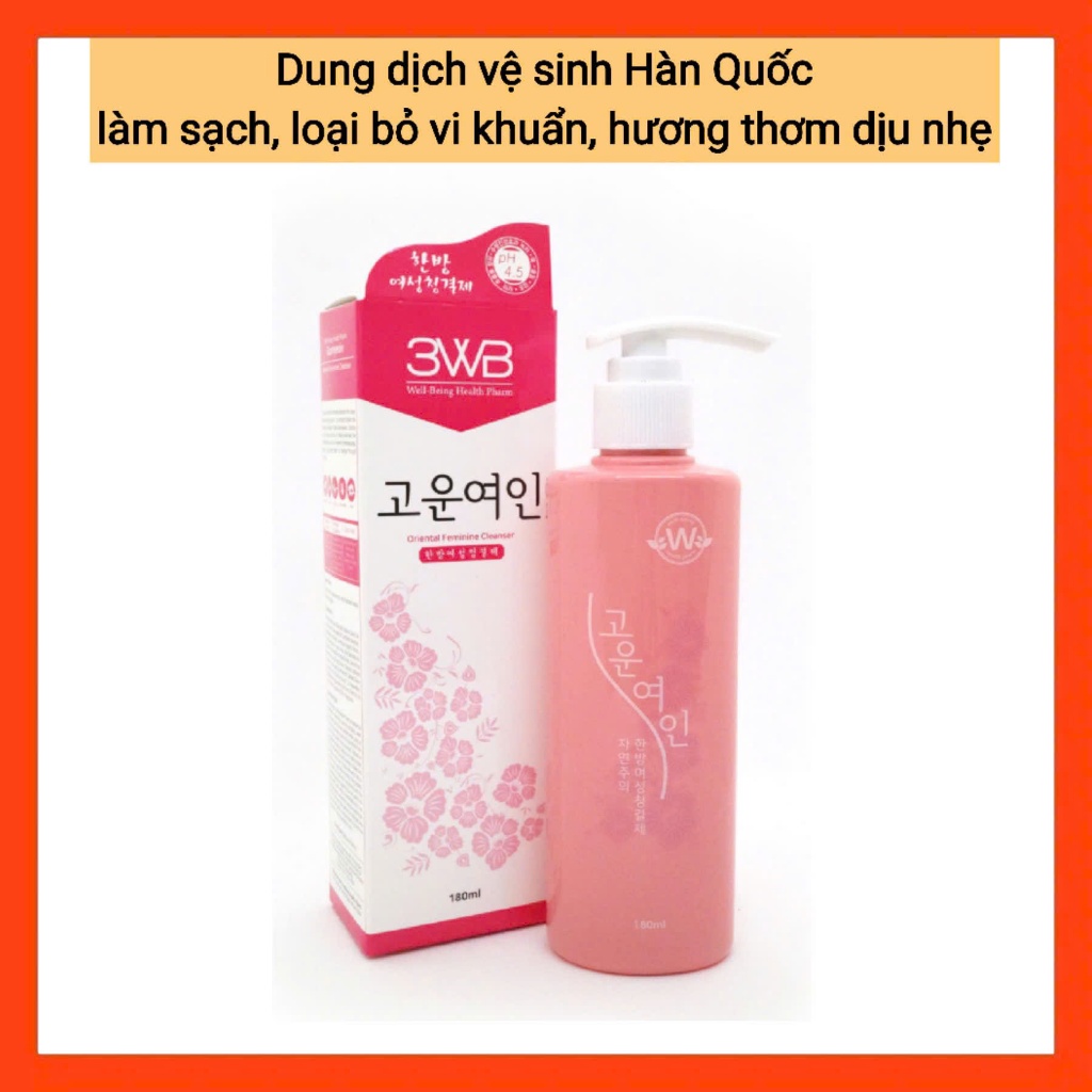 Dung dịch vệ sinh Hàn Quốc 3WB Feminine Cleanser làm sạch, duy trì PH, loại bỏ mùi khó chịu